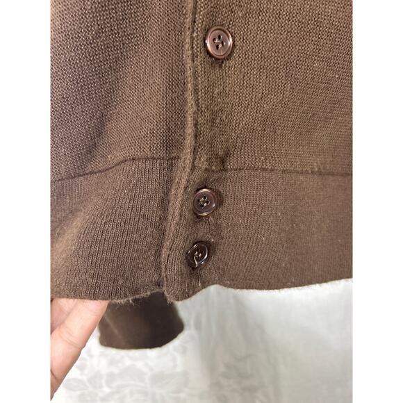 VTG Sears Cardigan Sweater 2X TALL Brown Dragon Applique V Neck Orlon Acrylic - Picture 5 of 10